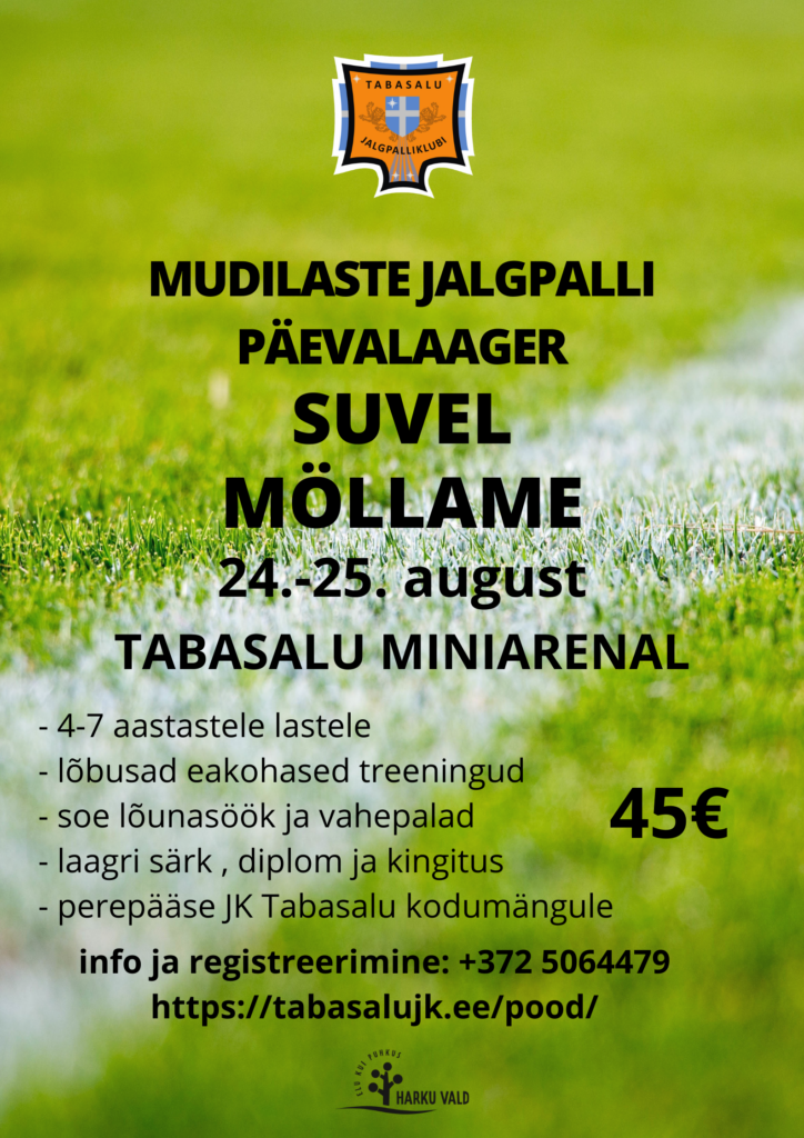 JK Tabasalu mudilaste jalgpalli päevalaager toimub 24.-25.augustil