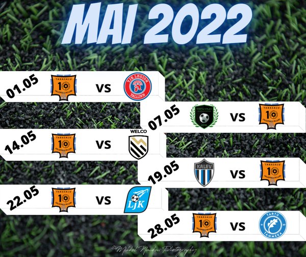 Esindusmeeskonna mängude kalender – MAI 2022