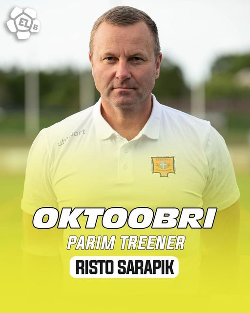 Meie meeskonna peatreener Risto Sarapik Esiliiga B oktoobrikuu parim treener  !!!