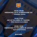 Selle nädala meeskonna ja U21 mängud