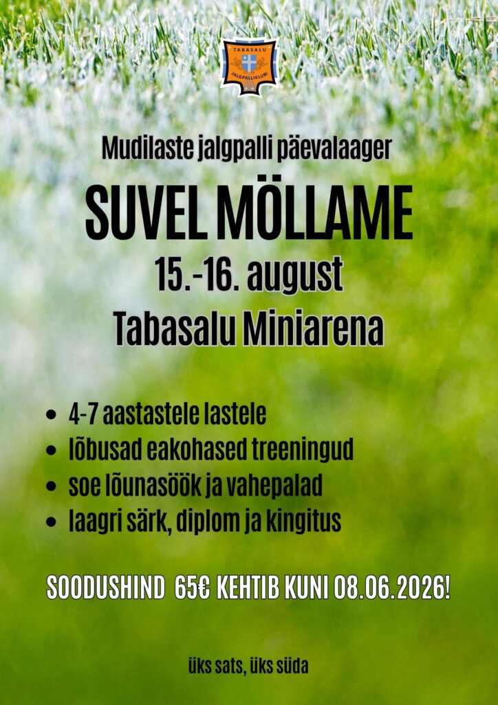 JK Tabasalu mudilaste jalgpalli päevalaager toimub 15.-16.augustil
